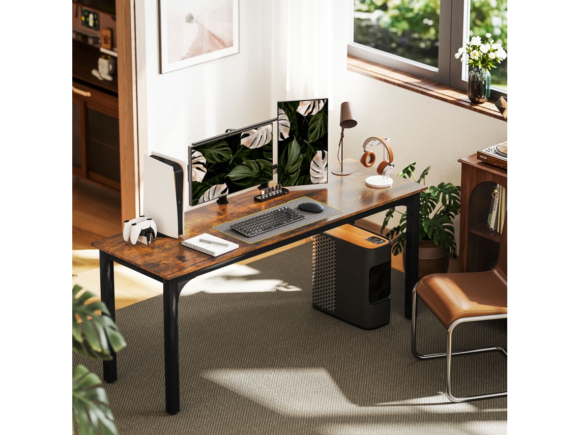 Mesa De Computador Em Aglomerado Marrom, Design Rústico, Amplo Espaço
