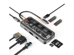 Dongle Usb C Hub, Estação De Encaixe Adaptadora Usb C 10 Em 1 Com Hdmi 4k, Vga, Pd Tipo C, Usb3.0, Ethernet Rj45, Leitor De Cartão Sd/tf, Yizhood