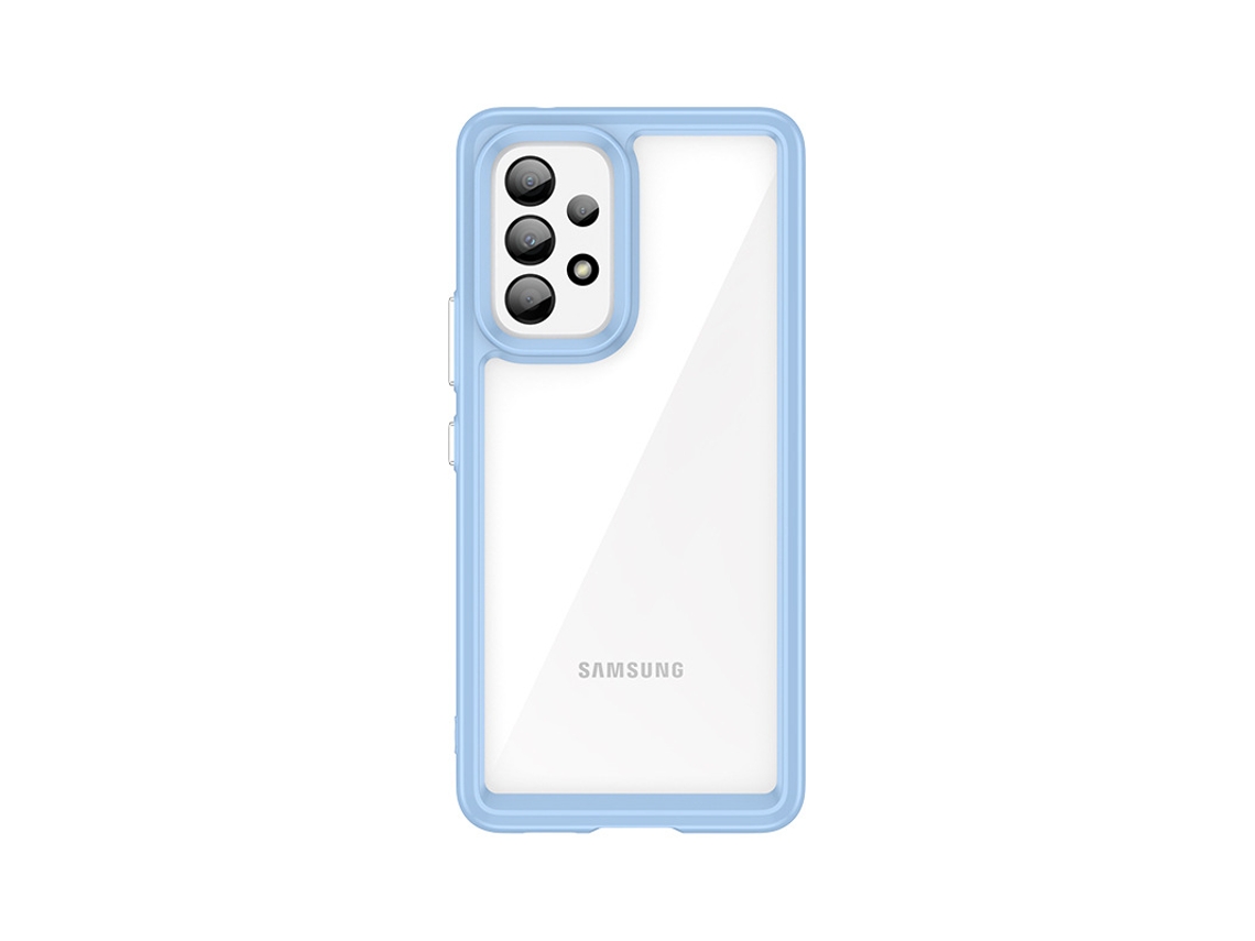 Capa De Celular Colorida Em Acrílico Resistente A Quedas Com Cobertura Totalazul Sólido, Samsung Galaxy A73