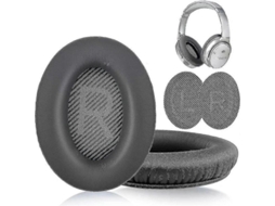 Almofadas de Couro YURU, Para Fones Bose Qc35/25/15, Couro Falso, Cinza Escuro