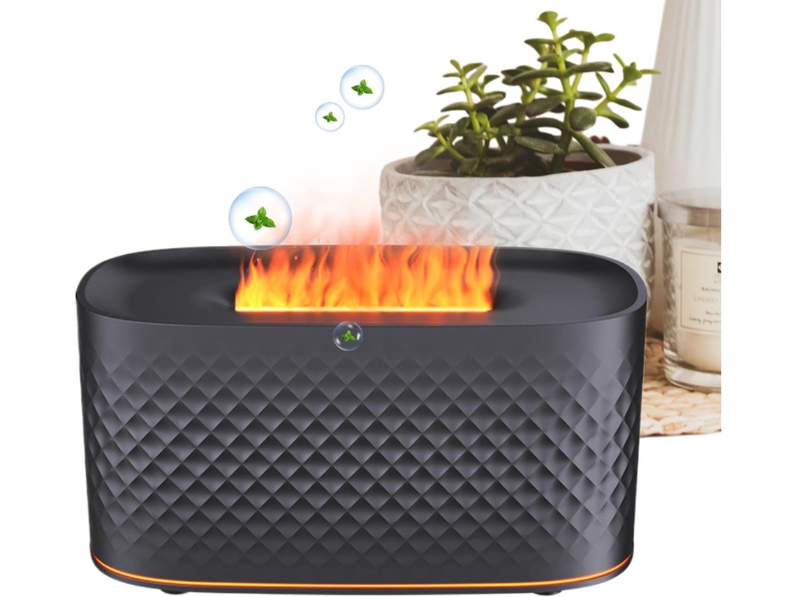 Difusor De Aromaterapia Com 7 Leds Coloridos, Recarregável Via Usb, Efeito Chama