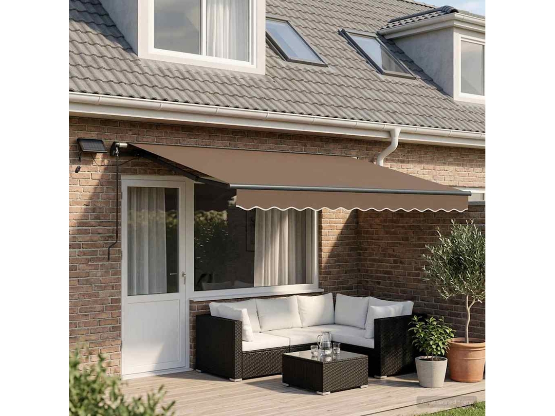 Vidaxl Toldo Retrátil Cinzento-acastanhado 400 × 300 Cm