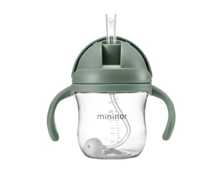 Biberão MININOR Straw Bottle Tritan Willow Green 220 ml