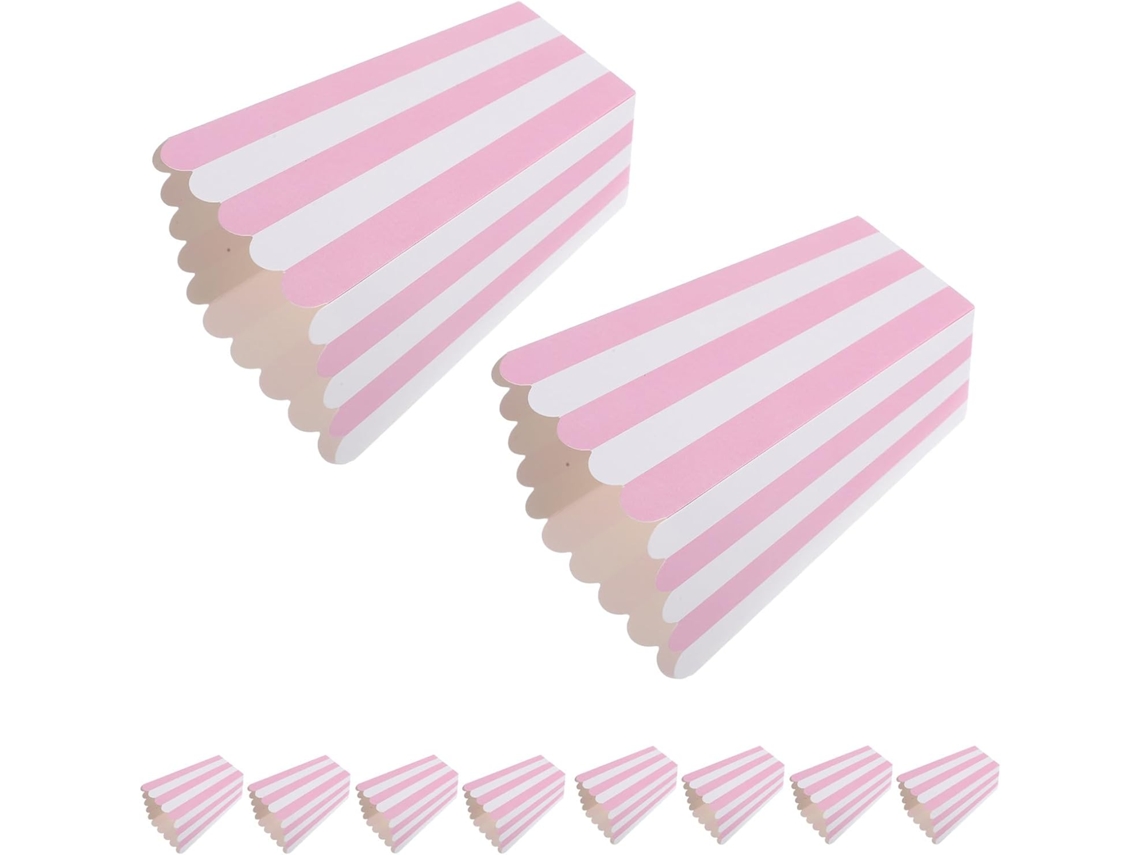 Caixas De Papel Listradas Rosa Para Lanches, 24 Caixinhas De Pipoca, Ideais Para Festas Infantis E Passeios Noturnos