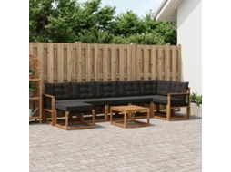 Vidaxl Conjunto De Sofás Para Exterior 8 Pcs Natural E Preto