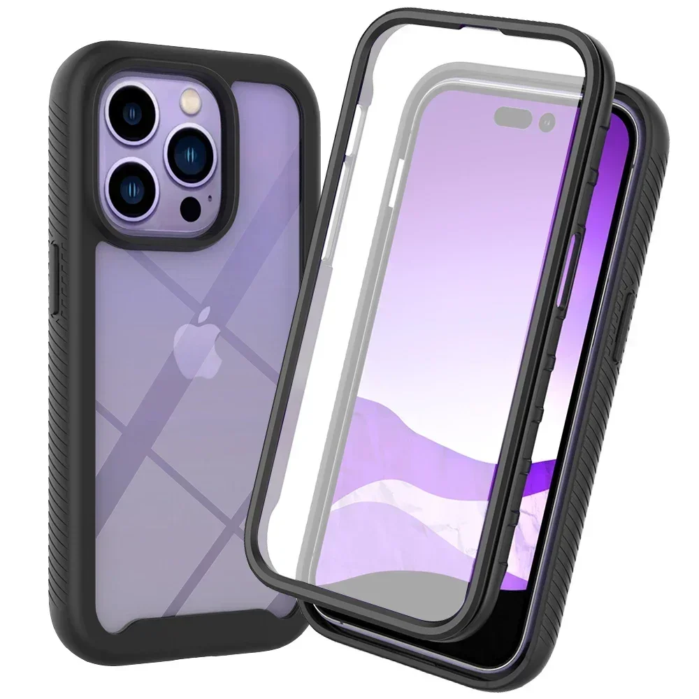 (preto, Iphone 12 Pro) Capa Protetora Premium E Resistente, À Prova De Choque E Transparente, Com Película Protetora De Tela.