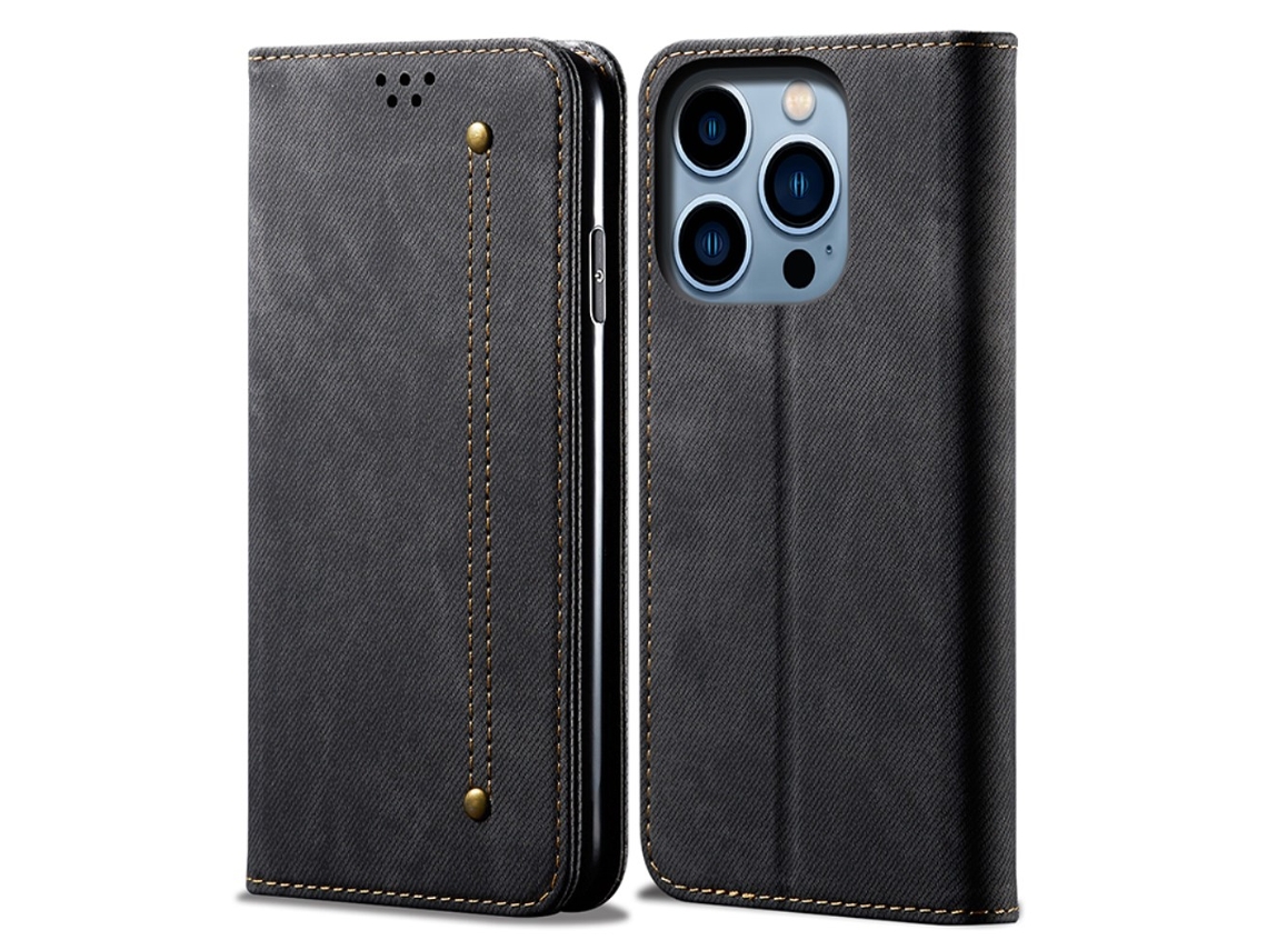 Capa Para Iphone 15 Pro Pele Sintética Anti-riscos Preto