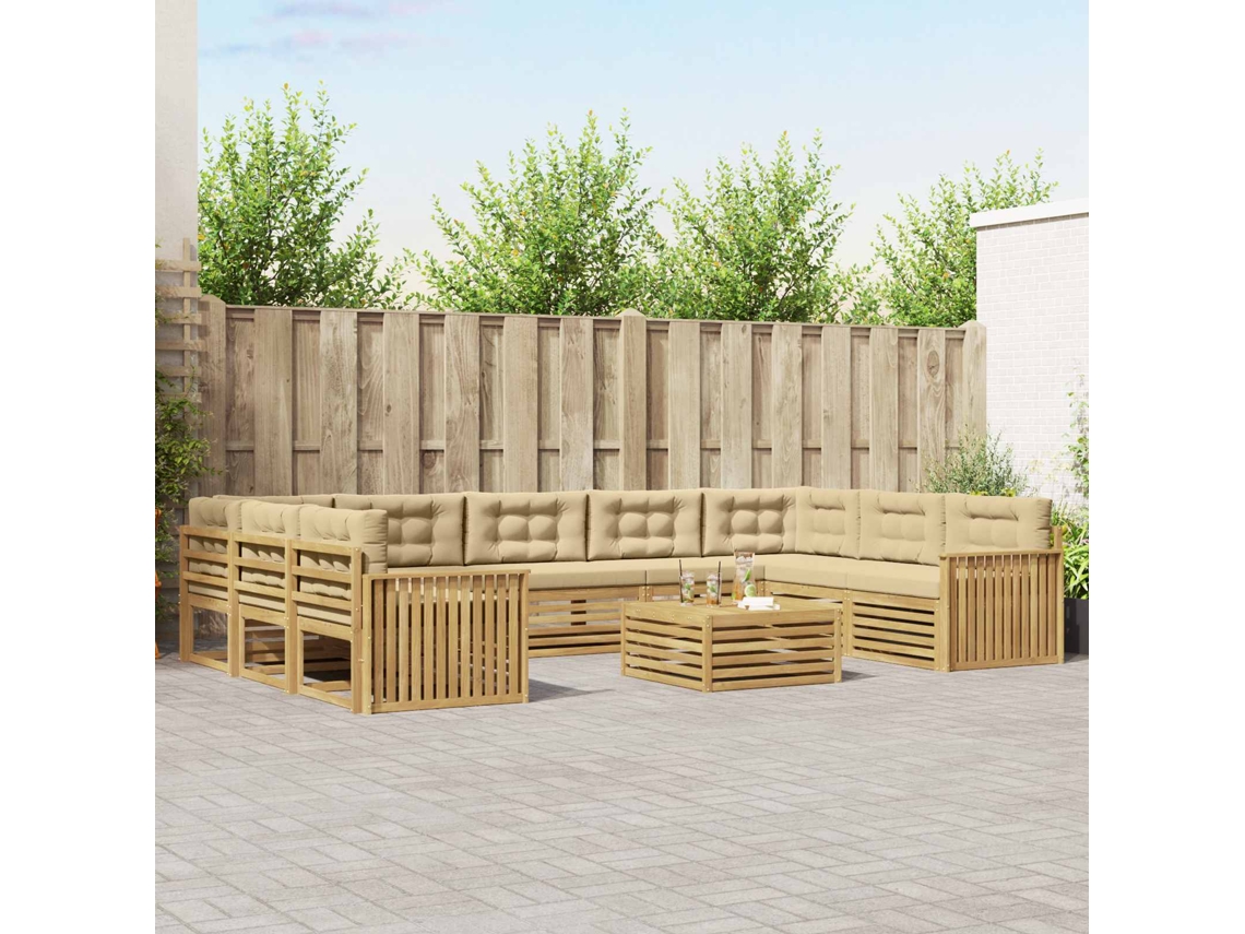 Vidaxl Conjunto De Sofás Para Exterior 10 Unid. Branco E Bege