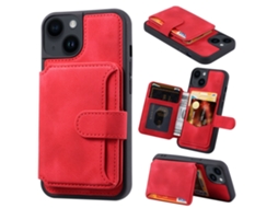 Capa Bloqueio Rfid Para Iphone 15 Plus Pele Sintética Vermelho