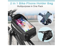 Lurelia Bolsa De Quadro Para Bicicleta Impermeável, Suporte Telemóvel, Grande Capacidade, Cor Preto, Pu, 6.7 Polegadas
