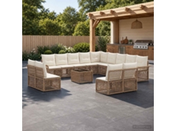 Vidaxl Conjunto De Sofá De Jardim 14 Unid. Bege Vime Pe