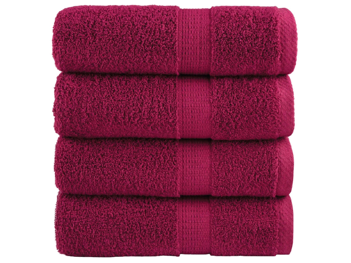 Vidaxl Toalhas De Rosto Premium Solund 4 Peças Bordeaux 30x30 Cm 600 G/m²