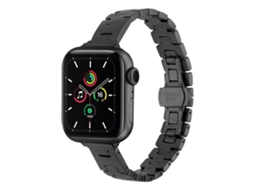 Bracelete de Titânio com Fecho Borboleta de Três Contas para Apple Watch 40/41/42/38mm Preto XIAOMOYU
