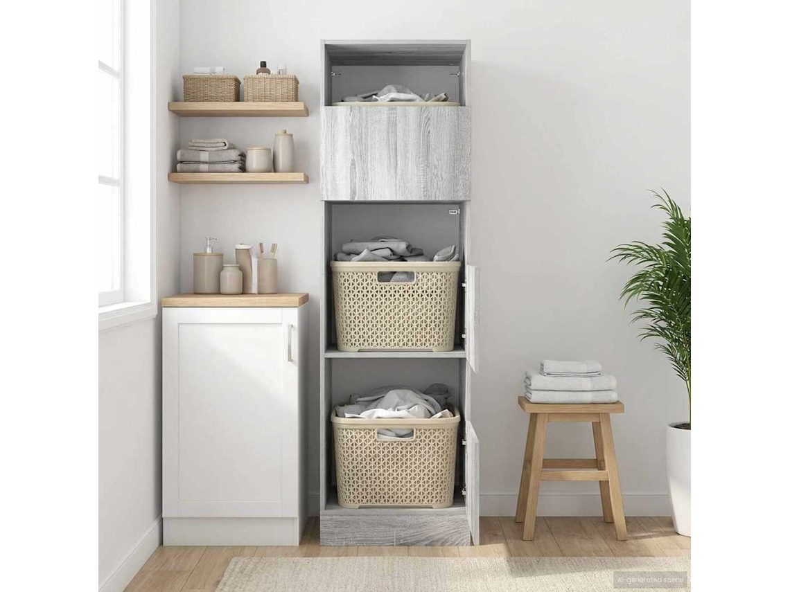 Vidaxl Armário De Lavanderia Com Porta Cinza Sonoma 50 X 68 X 162 Cm
