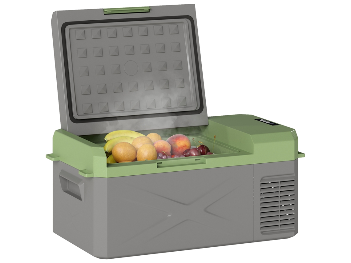 16,3 Liter Kompressor Kühlbox Elektrische Kühlbox Mit Anschluss Eco Modus Kühlhaltefunktion Grau+grün