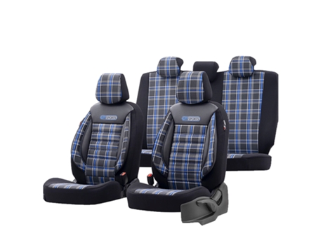 Conjunto Completo de Capas para Assentos OTOM Universal Gti Sports Design Cor Preto/Azul