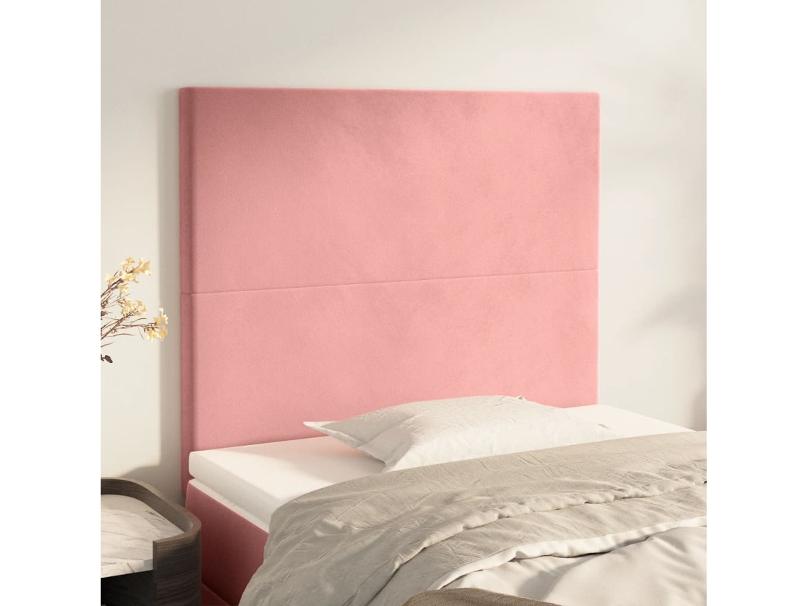 Vidaxl Cabeceira Rosa 100x5x118/128 Cm Veludo
