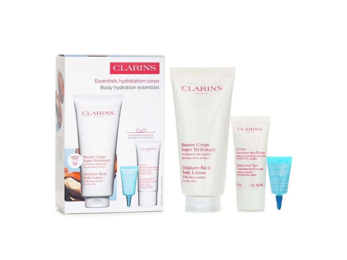 Perfect Hydration Body Set Super Hydrating Body Balm 200mlyouthful Hand Cream 30mlhydra Essentiel Reparing Lip Balm 3ml 3pcs Clarins