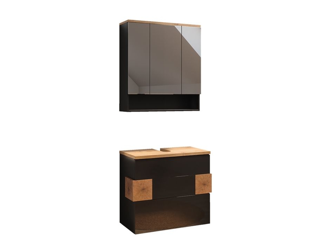 Móveis De Banheiro Eden, 2 Partes, Antracite, Carvalho Artesão, Vicco