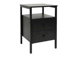 Relaxdays Mesa De Cabeceira Retangular, 2 Gavetas, Prateleiras Abertas, A X L X P: 61 X 40 X 40 Cm, Quarto, Preta