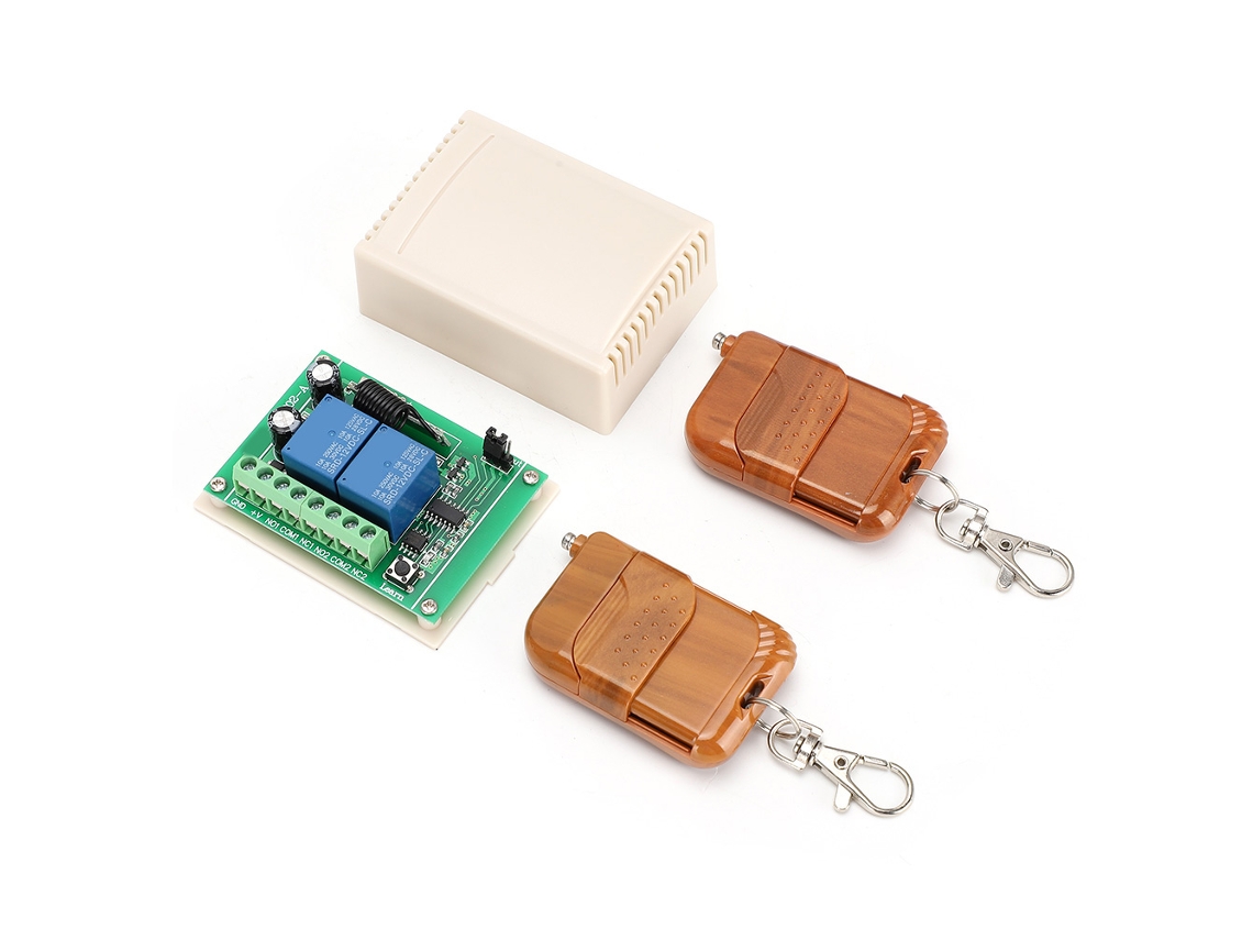 Kit De Interruptor Com Controle Remoto De Código De Aprendizagem 2 Botões Receptor 2 Vias Dc12v