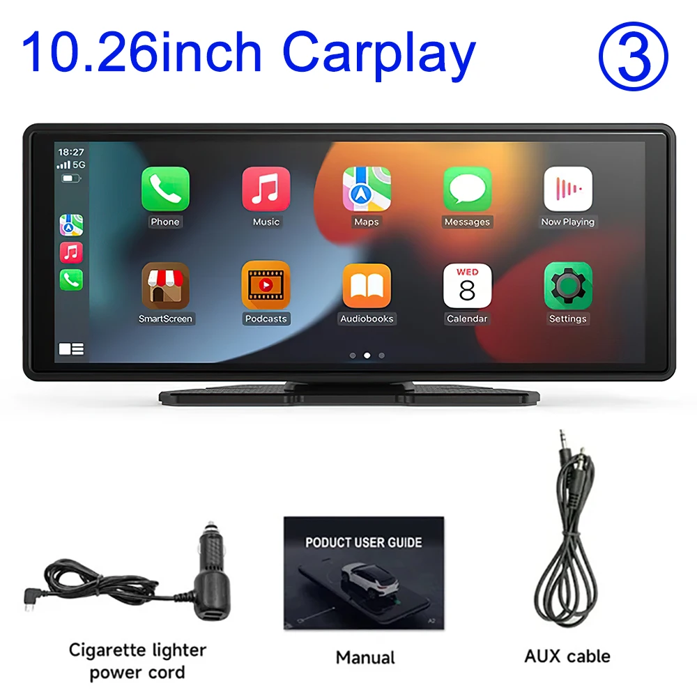 Sistema Multimídia Automotivo Portátil Universal Carplay (10,26 Polegadas), Tela Sem Fio De 7 A 10 Polegadas