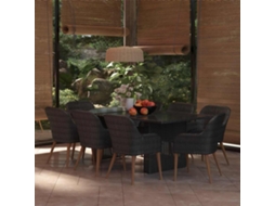Vidaxl 9 Pcs Conjunto De Jantar Para Jardim Vime Pe Preto