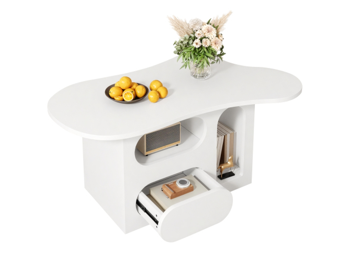 Mesa De Café Nube 97x45x43.5cm Prateleiras Abertas Ziwei Store