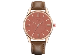 Relógio Masculino de Quartzo com Pulseira de Couro Pu Estilo Casual Elegante Dark Coffee Brown
