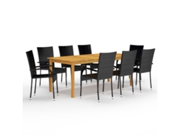 Conjunto 9 de jantar VIDAXL para jardim preto
