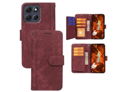 Capa De Couro Tkdaddy Para Motorola Moto G86 5g Com Padrão De Linha E 9 Compartimentos Para Cartões, Vermelha