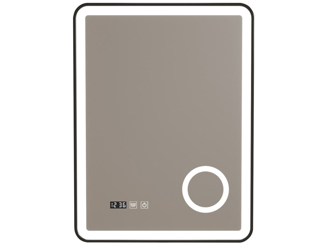 Espelho de parede com LED Espelho de casa de banho Pescara IP65 com vidro anti-embaciamento e de aumento alumínio 80 x 60 x 60 x 4 cm Preto PRO.TEC