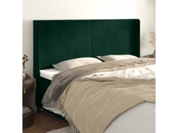 Vidaxl Cabeceira Cama C/ Abas Veludo 163x16x118/128 Cm Verde-escuro