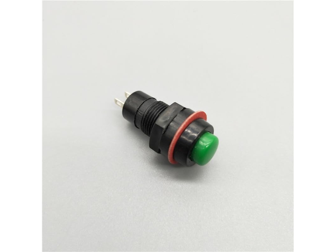 6 Interruptores De Botão Pressão Ds 213de 12mm, 1a, 250v Ca, 2 Pinos, Verdes, Com Rearme Automático
