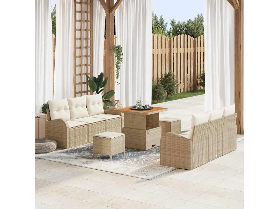 Vidaxl Conjunto De Sofá De Jardim 9 Unid. 8-número De Lugares