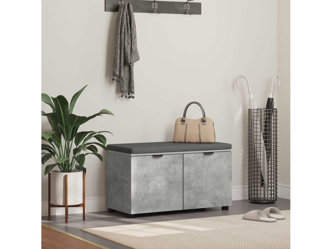 Vidaxl Banco De Hall Com Almofada Cinzento Concreto 80 X 38 X 46 Cm