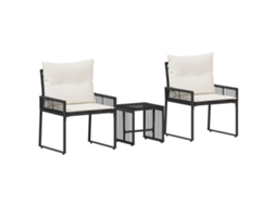 Maison Exclusive - Conjunto De Móveis Para Exterior 7 Pcs Preto E Branco Creme
