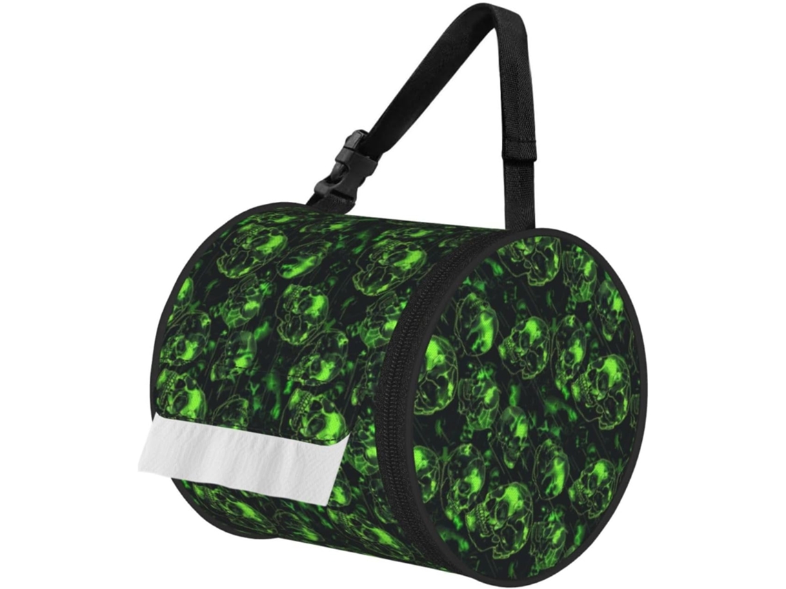 Porta Papel Higiênico Dobrável Com Estampa De Caveira Camuflada Verde 3 Unidades, Ideal Para Banheiros E Carros