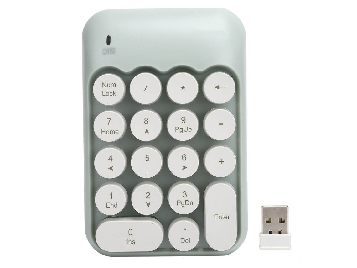 Teclado Numérico Mecânico Sem Fio 2.4g Com 18 Teclas Para Notebook E Desktop Cor Branco Verde