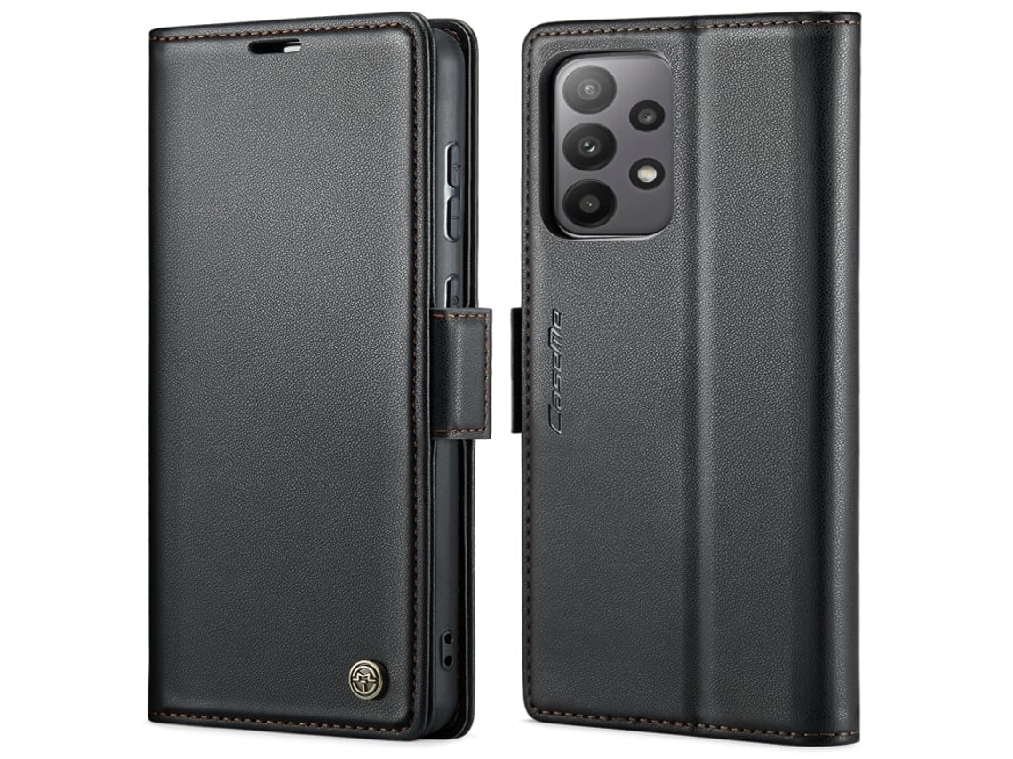 Capa Para Samsung Galaxy A33 5g Borboleta Fivela Litchi Textura De Telefone De Couro Rfid Antirroubo Preta