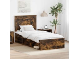 Vidaxl Estrutura da Cama com Cabeceira Carvalho Defumado 75 X 190 Cm