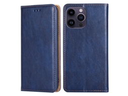 Capa Para Iphone 15 Pro Max Pele Sintética Magnética Azul