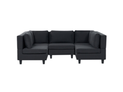 Sofá En Forma De U Beliani Unstad De Tela Negro 228x76x72