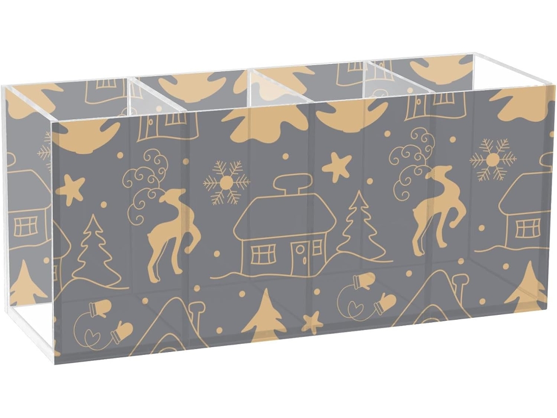 Porta lápis Acrílico Frodotgv para Escritório, com Estampa de Inverno Desenhada À Mão, Dispensador Lápis Sala