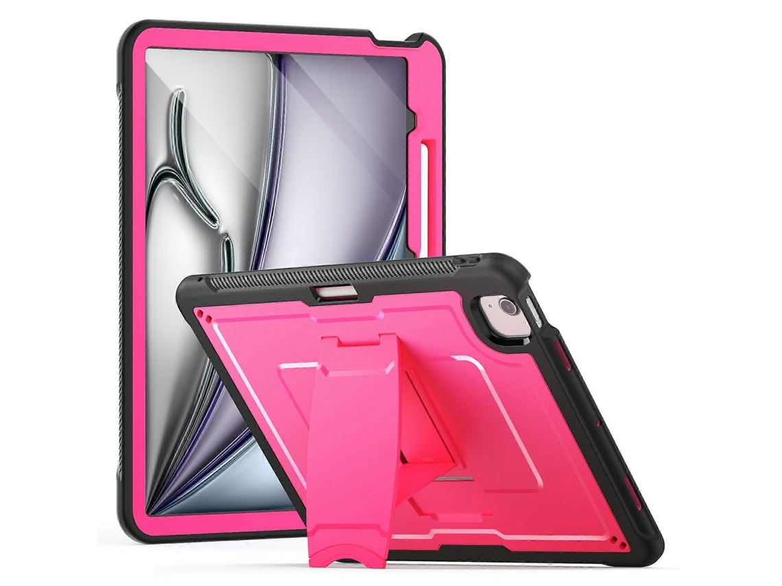 Capa Hengrongshen para iPad Air 13 (2024) A3268 com suporte oculto de liga de zinco, rosa (2025)