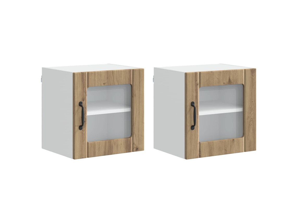 Conjunto de 2 armários de cozinha artesanais em carvalho com dimensões de 40x31x40 cm, EXCLUSIVO DA MAISON.