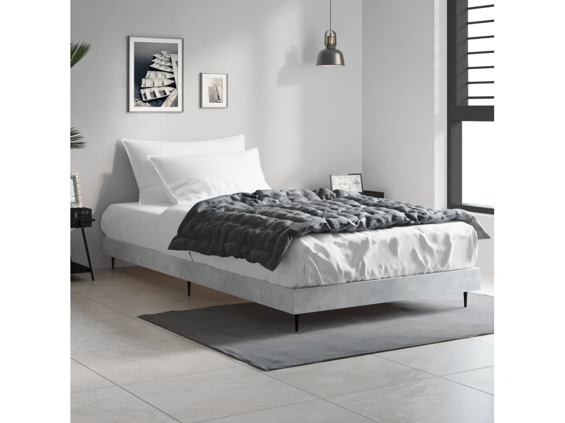 Vidaxl Estrutura De Cama 90x190 Cm Derivados De Madeira Cinza Cimento