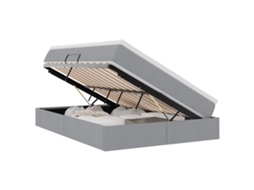 Cama com Arrumação e Colchão Cinzento Claro MAISON EXCLUSIVE (140x190 cm)