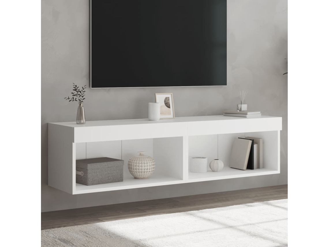 Vidaxl Móveis De Tv Com Luzes Led 2 Pcs 60x30x30 Cm Branco