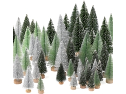 Conjunto De 30 Miniaturas De Árvores De Natal Artificiais Com Base De Madeira Para Decoração Natalina . Aquaforge (fy)